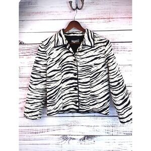 Kelly and Diane‎ Zebra Animal Print Quilted Silk Jacket 4, Black & White
